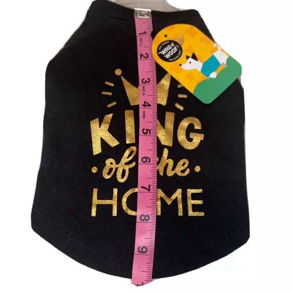 Wag N Woof Dog Shirt Small King Of The Home Black Gold Outfit Minimalist Soft - Picture 7 of 9